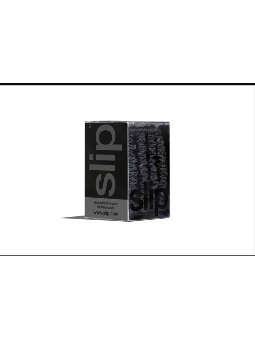 NIB~ Slip Silk Skinny Hair Scrunchies Black set of 4 100% Mulberry Silk